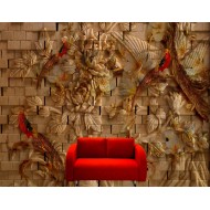 Bricks Embossed Floral Wallpaper